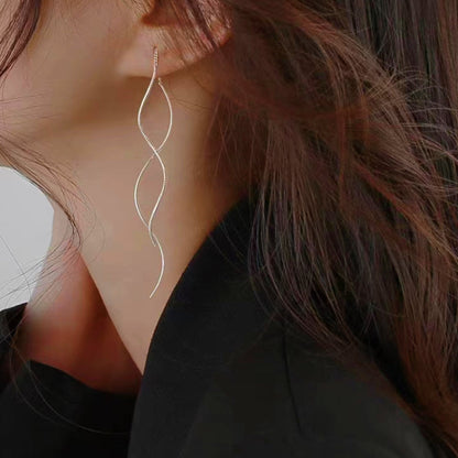 Wavy Tassel Threader Earrings
